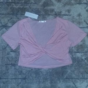 NWT Pink Crossover Twist Cropped Coverup Top (1X)